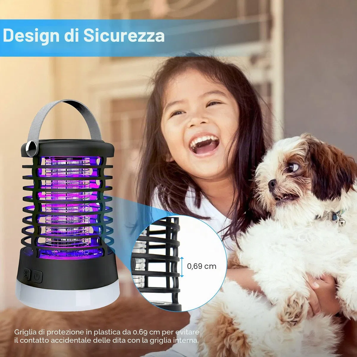 Lampada Antizanzare Elettrica per il Campeggio, 3 in 1 USB Zanzariera Elettrica IP66 Impermeabile Trappola per Zanzare Ricaricabile, 3 Modalità di Uccisione Degli Insetti Mosca Interni