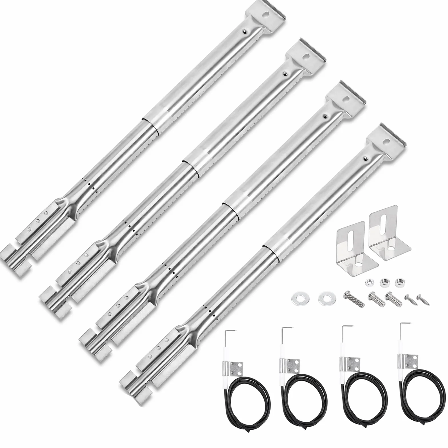 Bar.B.Q.S - Bruciatore tubolare universale di ricambio in acciaio INOX, a intensità di calore regolabile, allungabile da 31 a 42 cm, compatibile con la maggior parte delle griglie a gas per barbecue