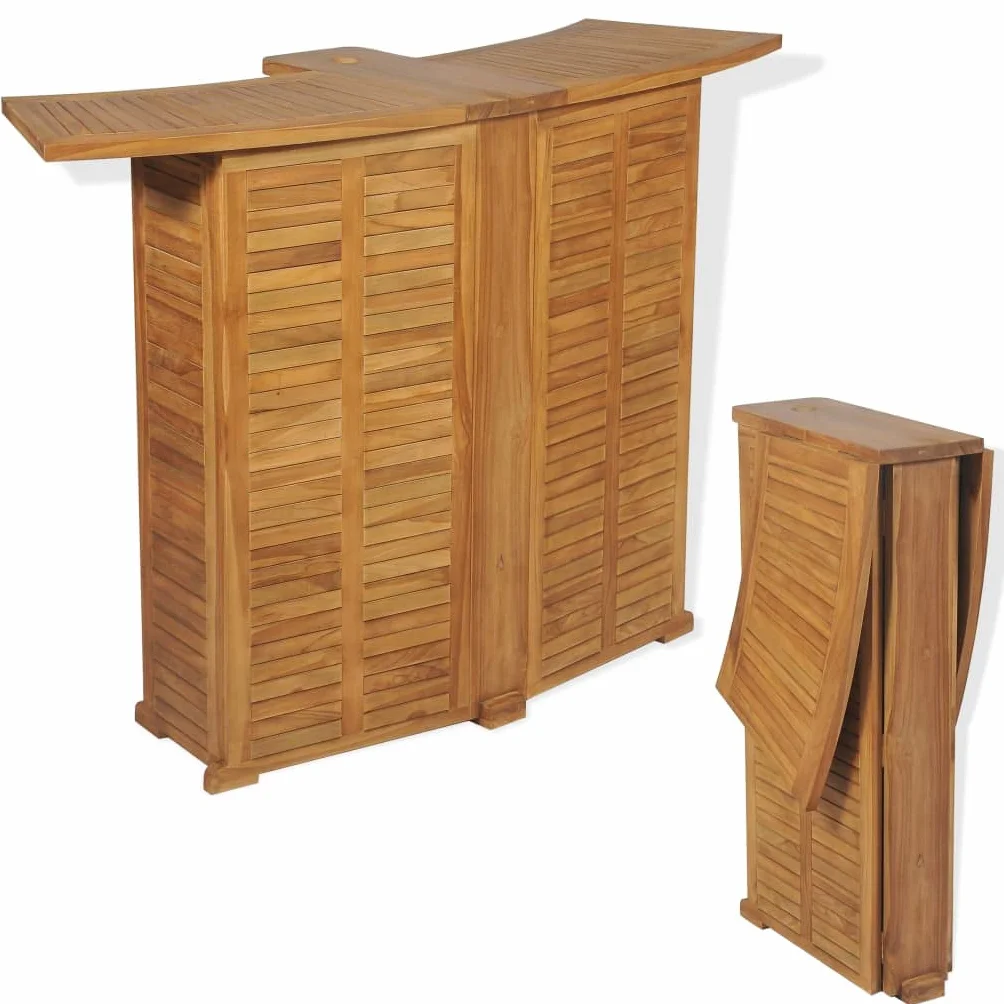 vidaXL Tavolo Bar da Esterni con Ripiani Pieghevole Giardino Tavolino da Bistrot Tavolino da Pub Arredo Arredamento Massello di Teak