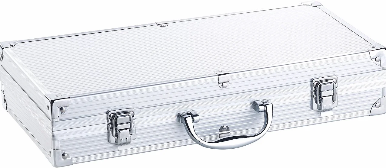 Rosenstein & Söhne Giardino e Giardinaggio Set 14 Pezzi Barbecue Utensili Acciaio Inossidabile Valigia Alluminio Spazzola Pulizia Grill