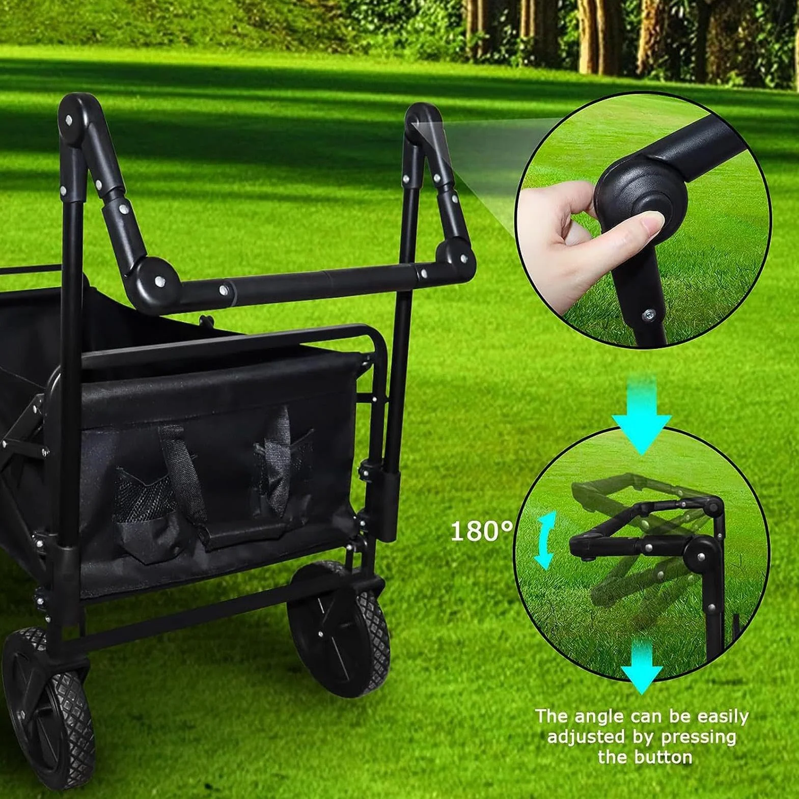 Maniglia per carrello pieghevole industriale, manico quadrato regolabile ergonomico
