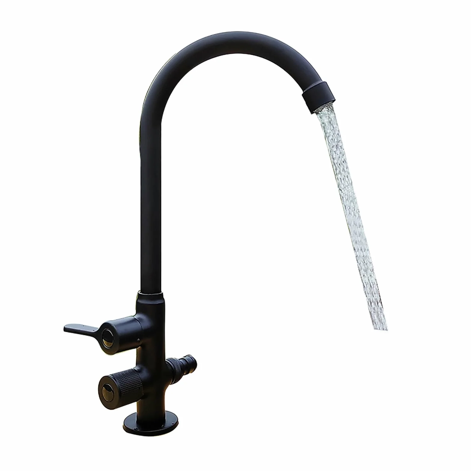 Rubinetto fontana da giardino esterno in ottone antigelo Yard/Hydrant, rubinetto per lavello da cucina commerciale, rubinetto freddo da montare sul ponte con 2 interruttori valvola separati(Negro)