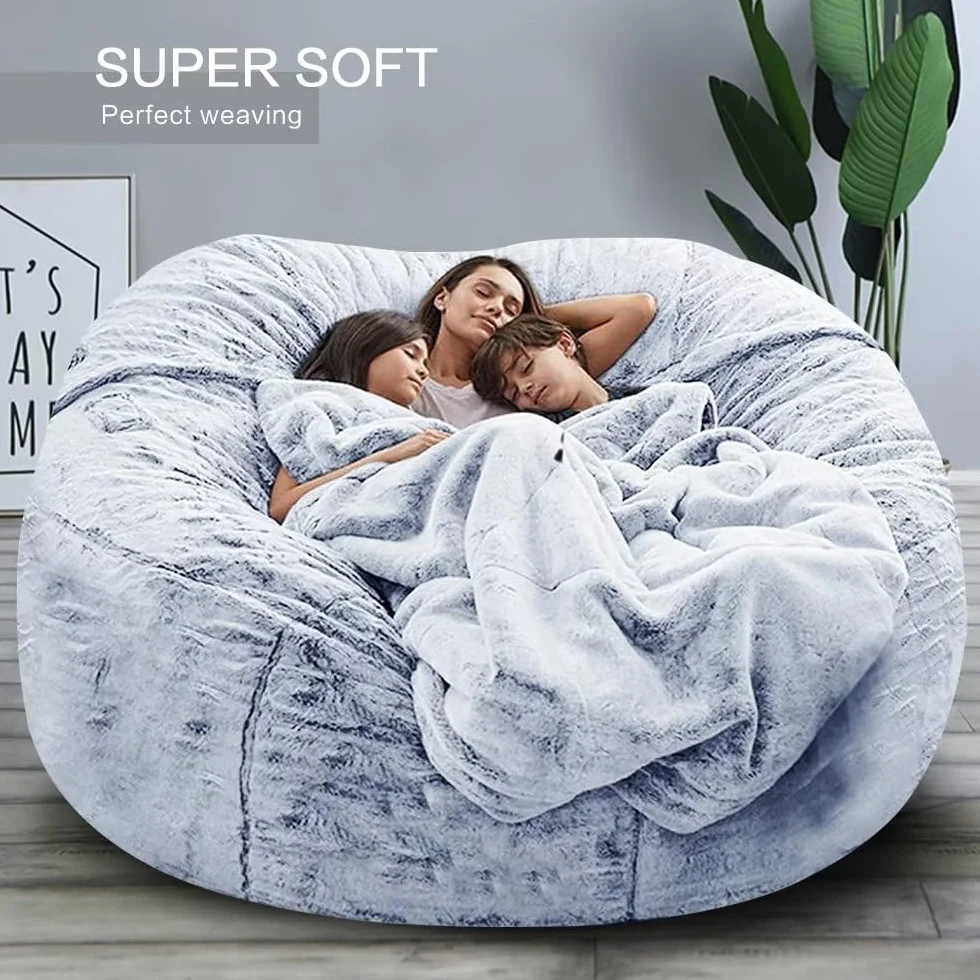 Fodera per Sedia a Sacco di Fagioli (Solo Fodera, Senza Riempimento), Lazy Soft Velvet PV Lavabile coprisacchetto di Fagioli，per Giardino, Salotto, Balcone