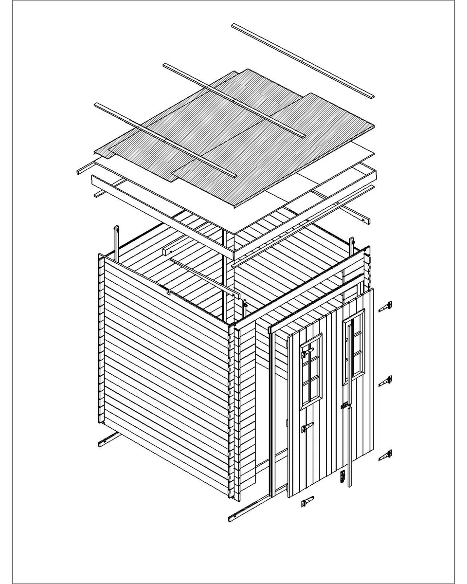 TIMBELA M309C+M309G Casetta da Giardino in Legno per Esterni CON PAVIMENTO TRATTATO - A200x204x204 cm/3.53 m2 - Piccola Casetta in Legno, Rimessa Attrezzi, Deposito Bici