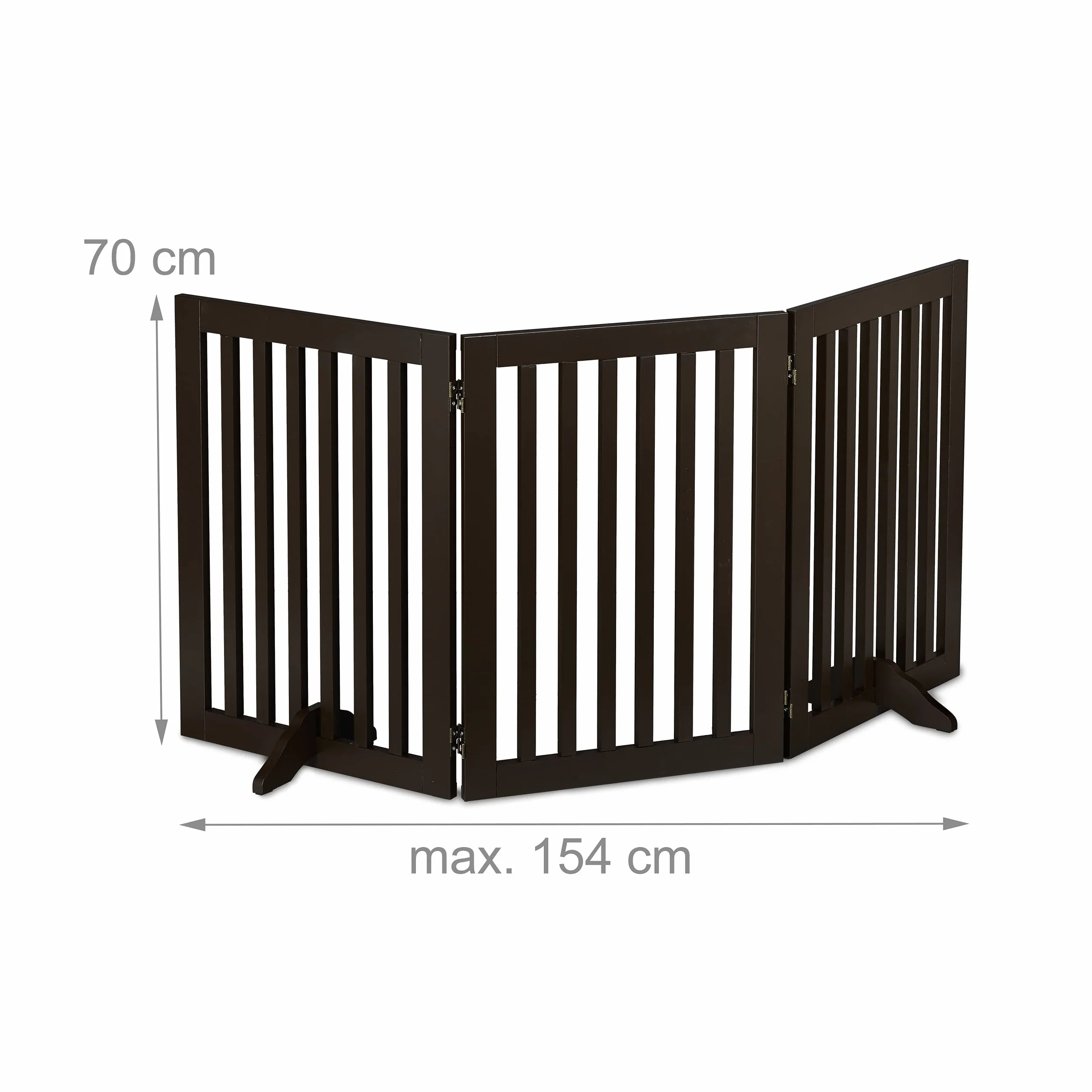 Relaxdays Cancelletto per Animali, Barriera per Cani e Gatti, Recinzione Scale, Cancellino HxL: 70 x 154 cm, Marrone
