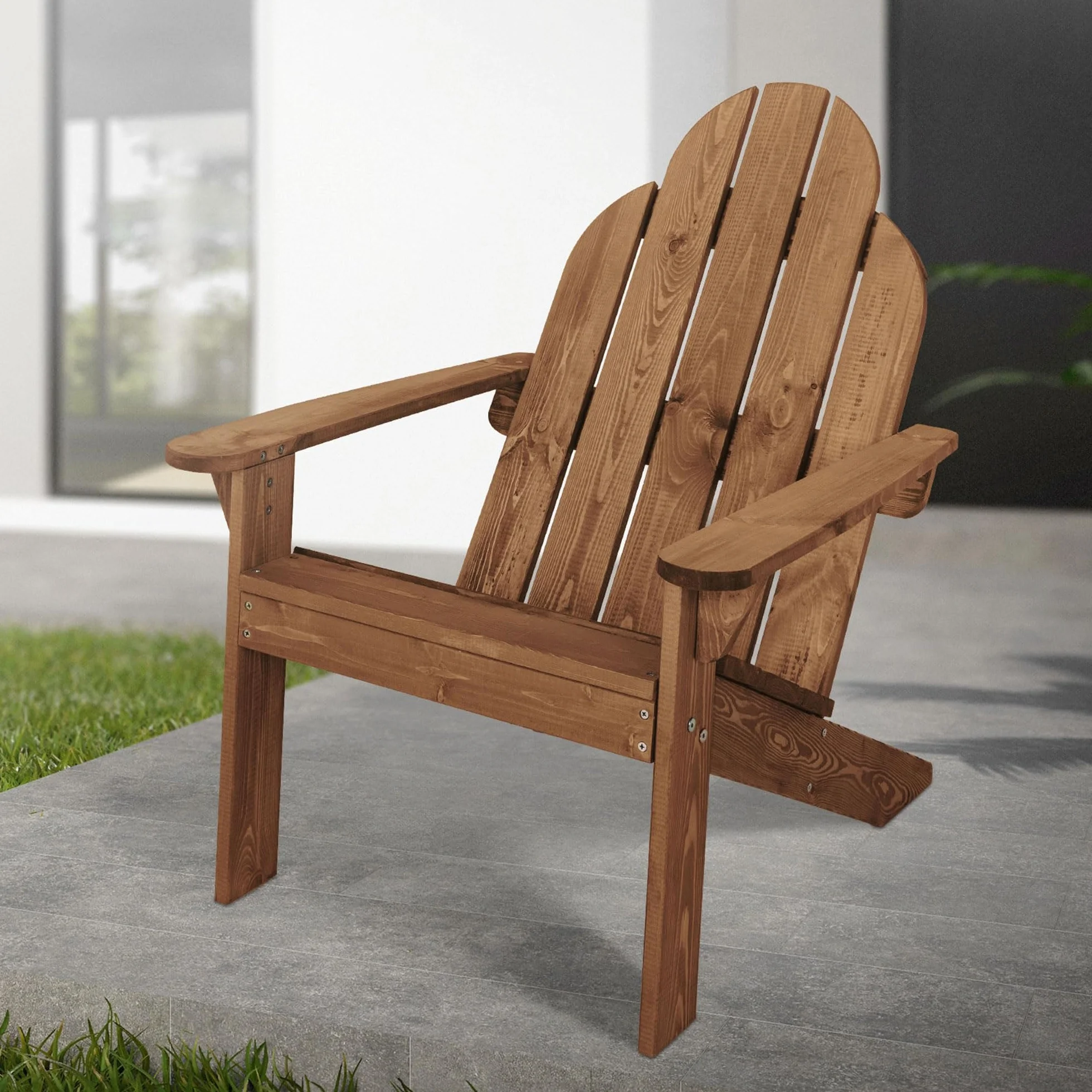 ECD Germany Sedia Adirondack in Legno Massiccio di Abete 92,5 x 70 x 89 cm Marrone Poltroncina da Giardino con Schienale e Braccioli Seduta Ergonomica Resistente alle Intemperie Costruzione Robusta