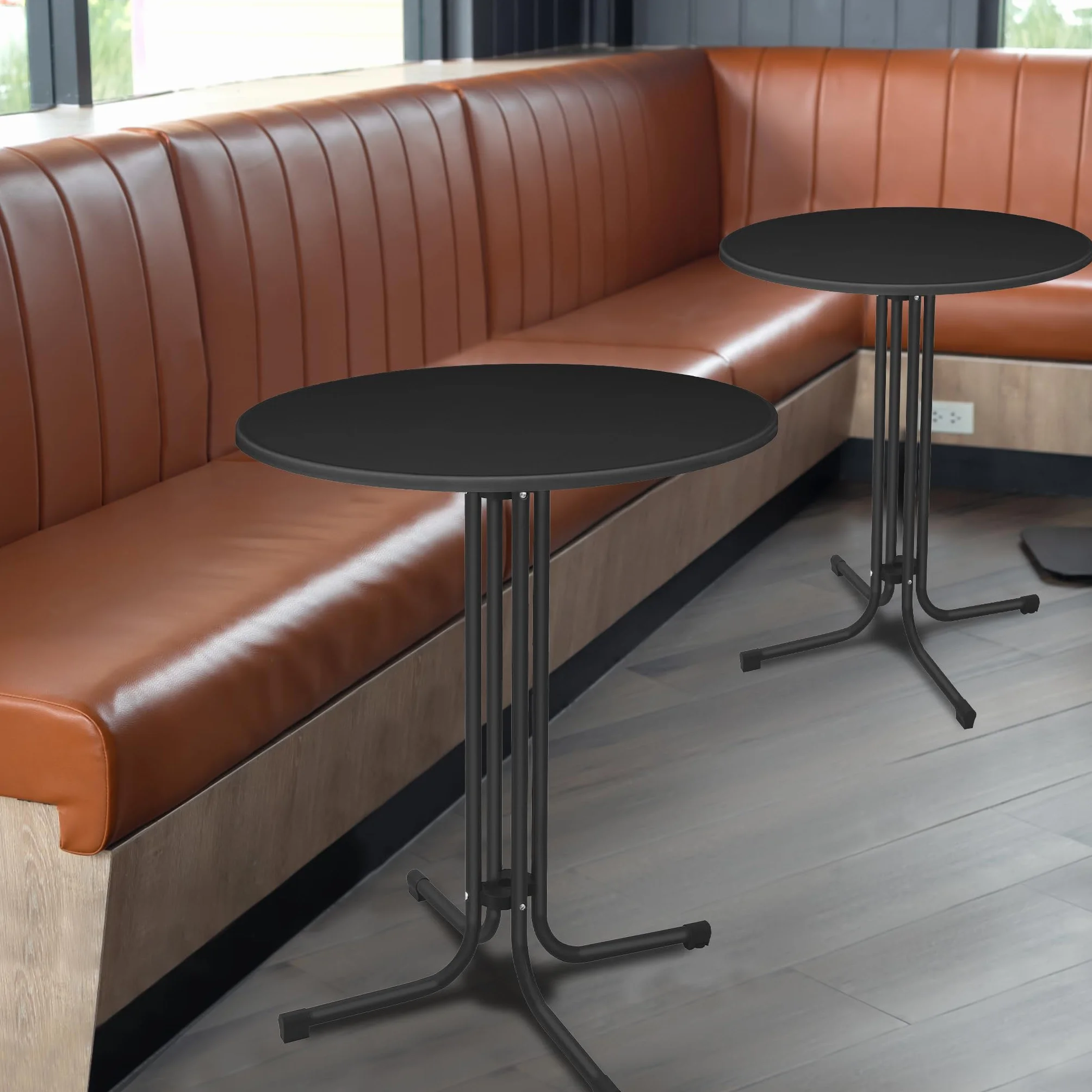 XMTECH Tavolo da bistrot pieghevole, Ø 80 cm, rotondo, altezza 110 cm, resistente alle intemperie, piedini regolabili in altezza, per interni ed esterni, colore nero