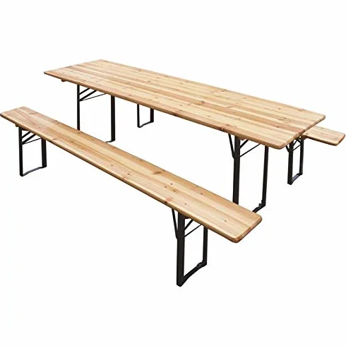 Totò Piccinni Set Birreria 2 Panche Tavolo Legno Naturale Richiudibile Salvaspazio 220x70