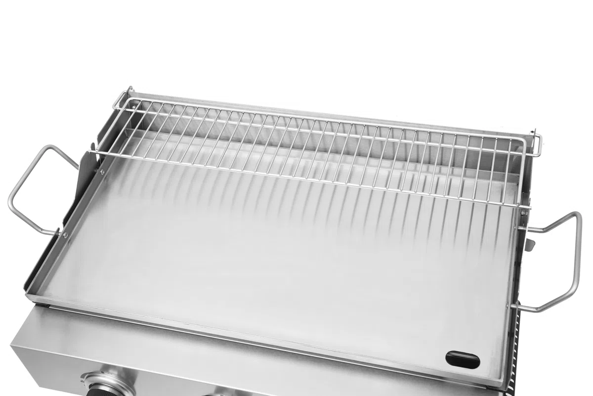 METRO PROFESSIONAL Barbecue a Gas Tornada 3 Bruciatori Piastra Acciaio Inox 61.5×32 cm 7.5 kW Argento