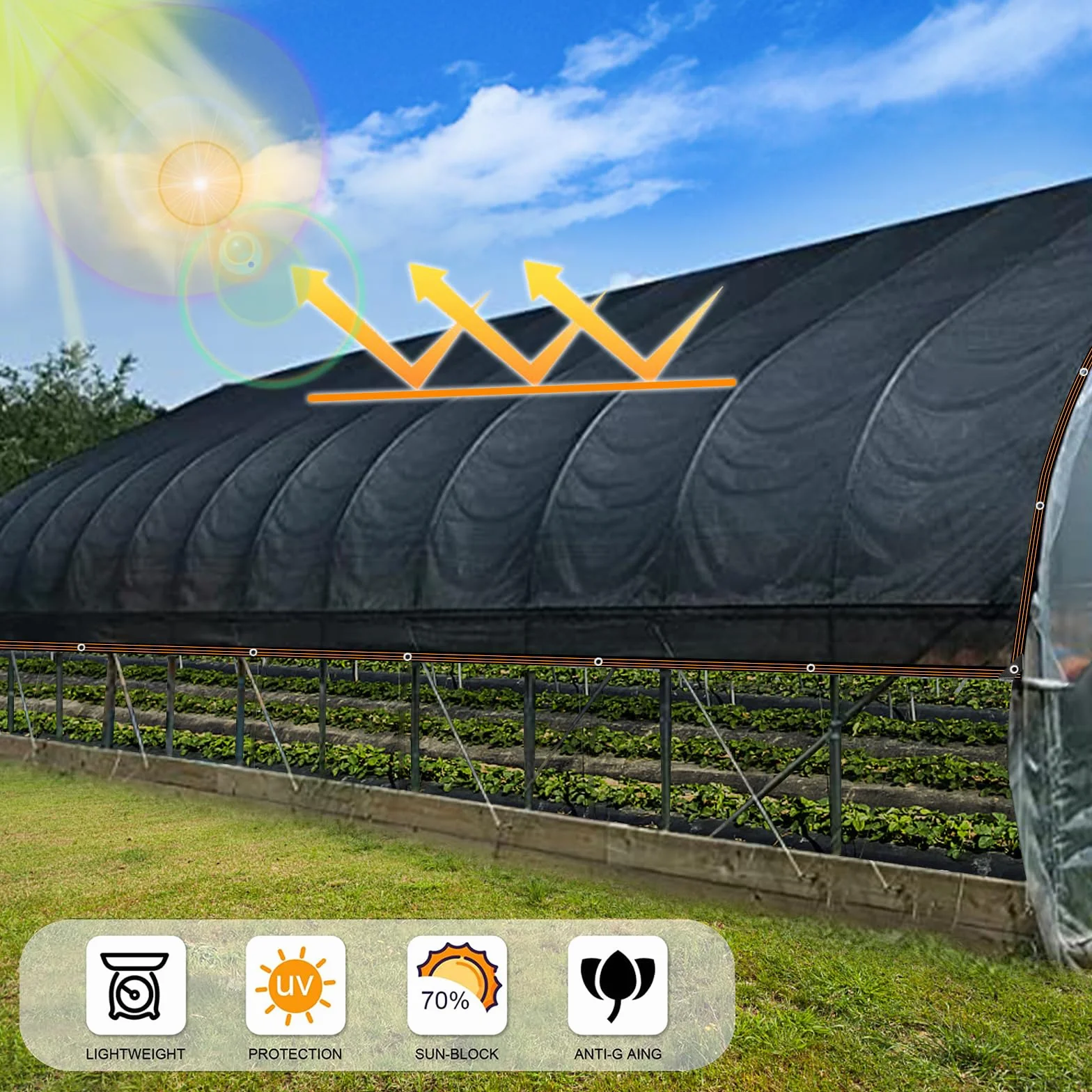 QLOFEI Rete Ombreggiante con Occhielli 50% Anti UV Telo Ombreggiante Occhiellato 3x5m