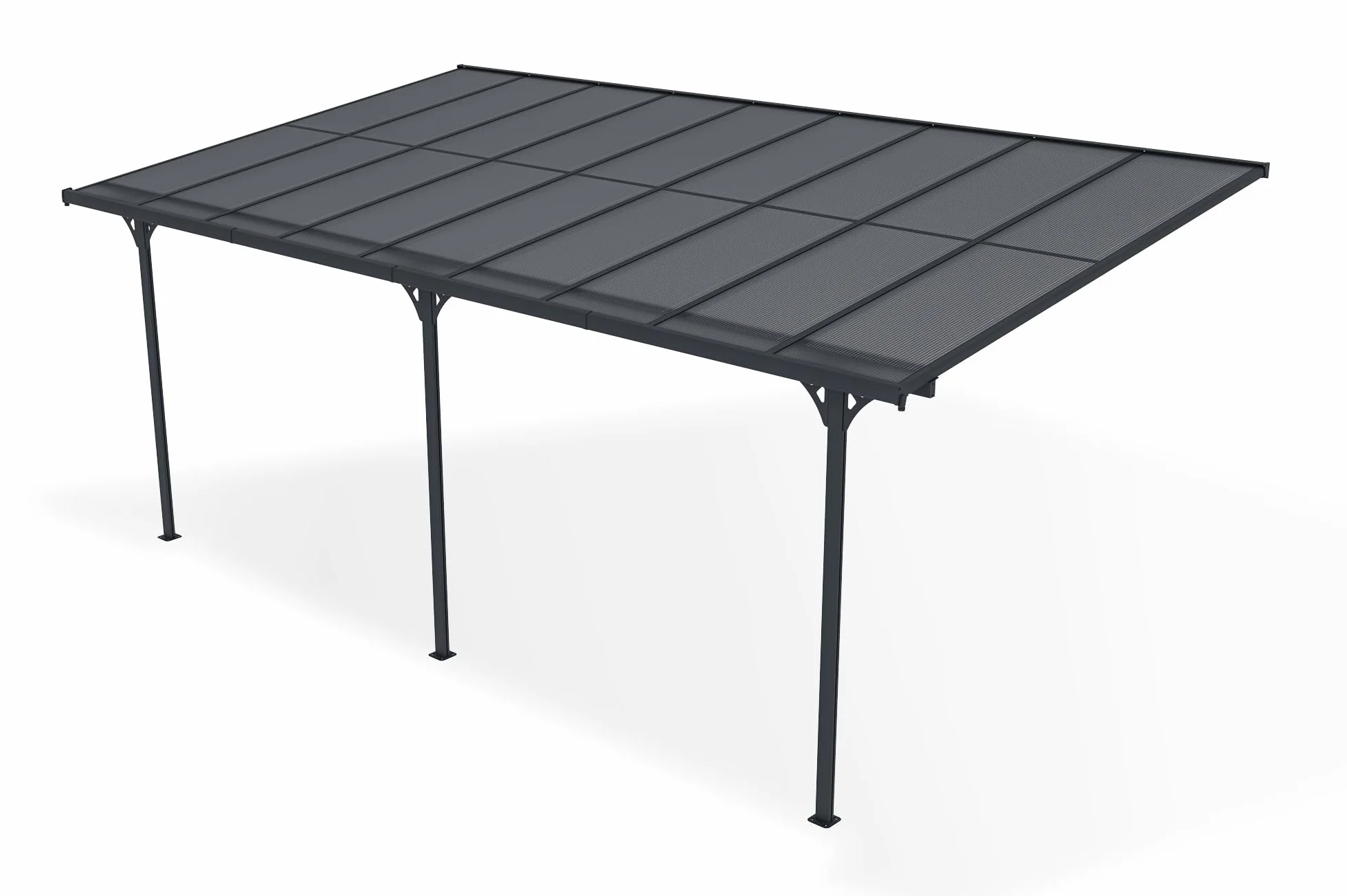 KLEO Carport Pergola Addossata 5,5x3m Alluminio Grigio 16,5m²