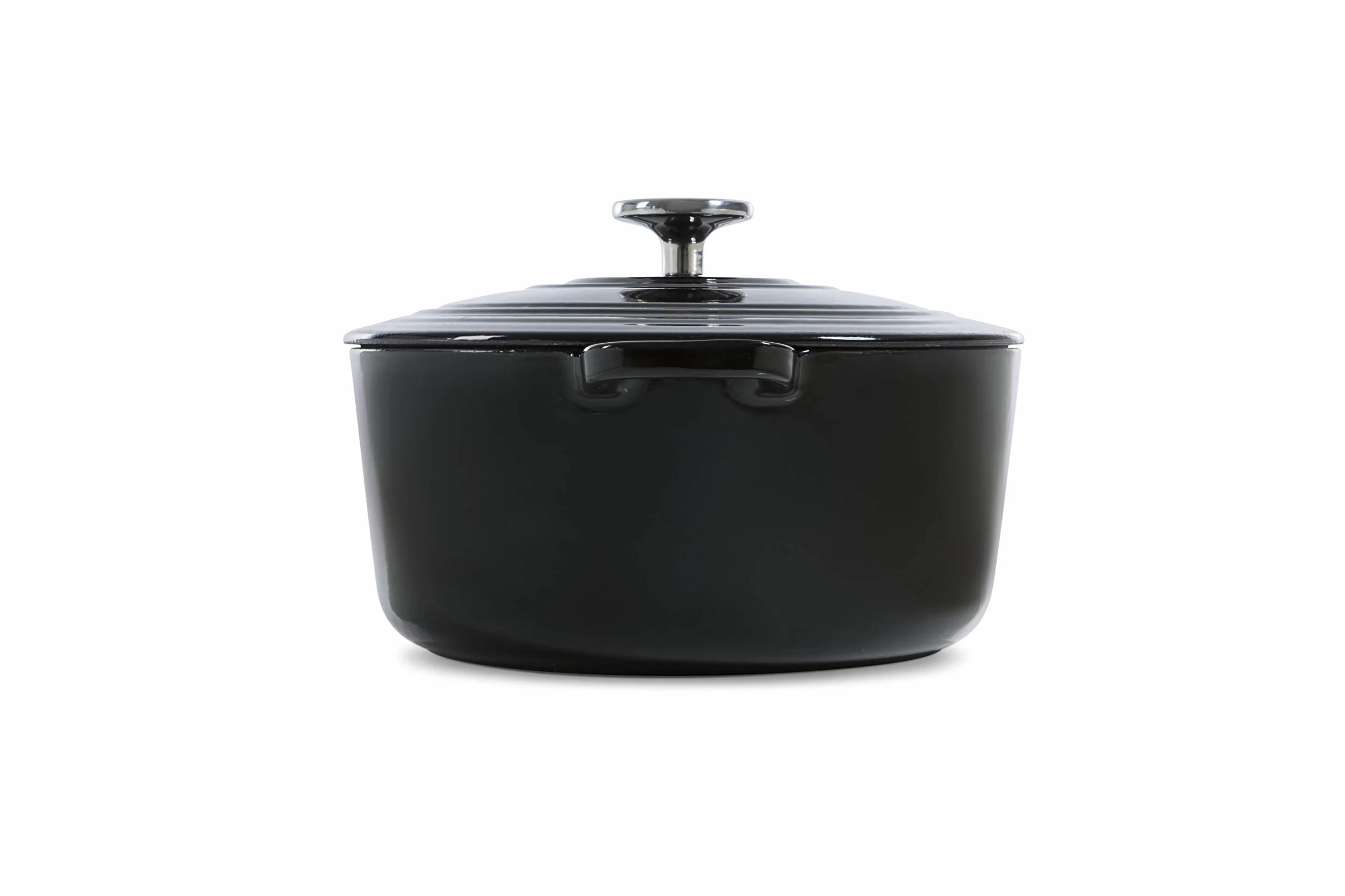 BK Cookware Ghisa Smaltata Tedesca, 24 cm/4,2 litri Casseruola avec Couvercle, Forno Olandese, Fornello a Induzione, Lavabile in lavastoviglie, Forno fino a 220°C, Nero