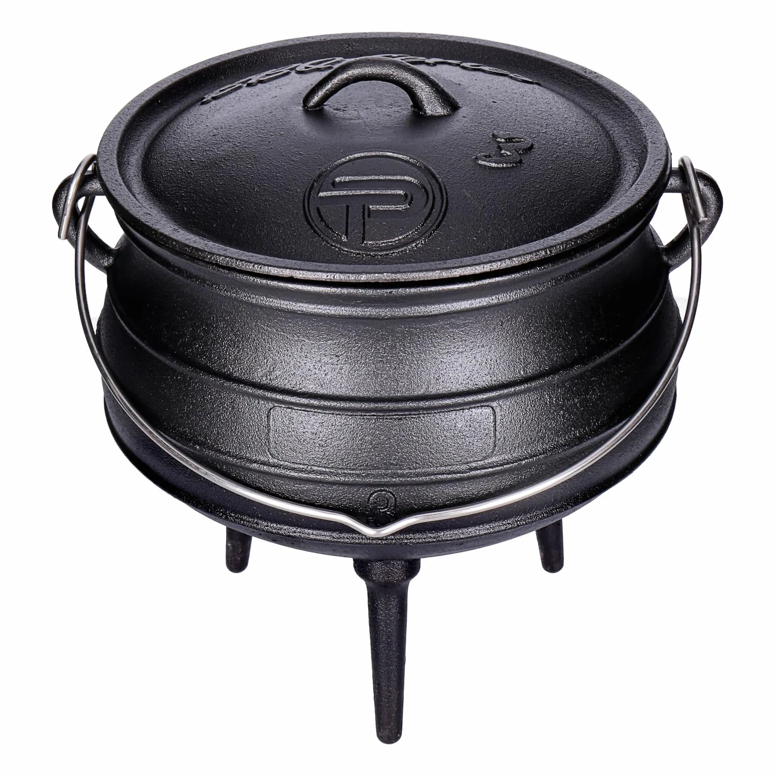 TP BBQ Potjie - Bollitore per fuoco sudafricano in ghisa, forno olandese con coperchio e piedini, pentola per stufare, cucinare, accessorio da campeggio per cooking all'aperto, ca. 8 litri (Pot 3)