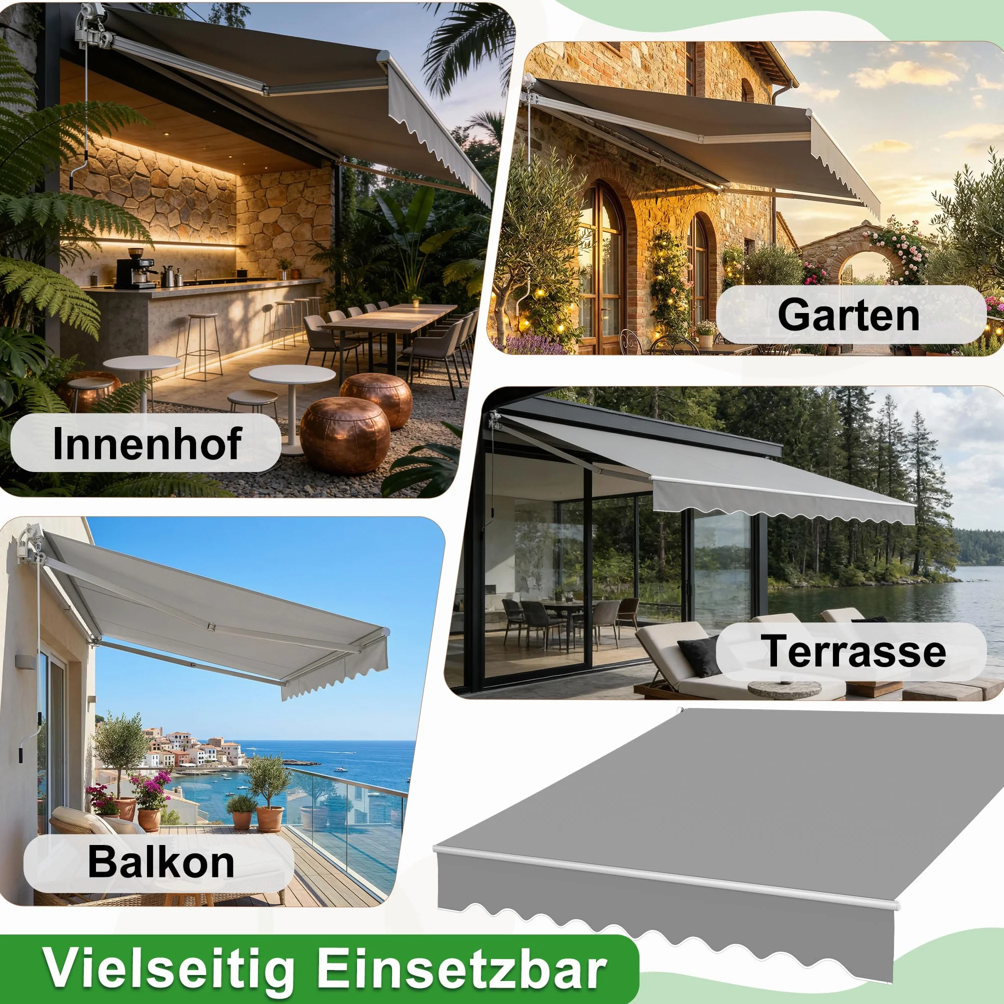 Tenda da sole per balcone 250 x 200 cm grigio chiaro