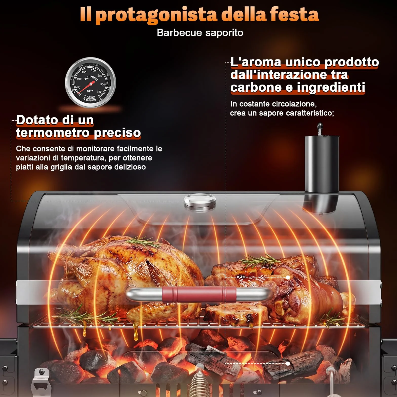 Devoko Barbecue Carbonella XXL, Grill a Carbone Portatile 71x43 cm con Termometro e Guanti