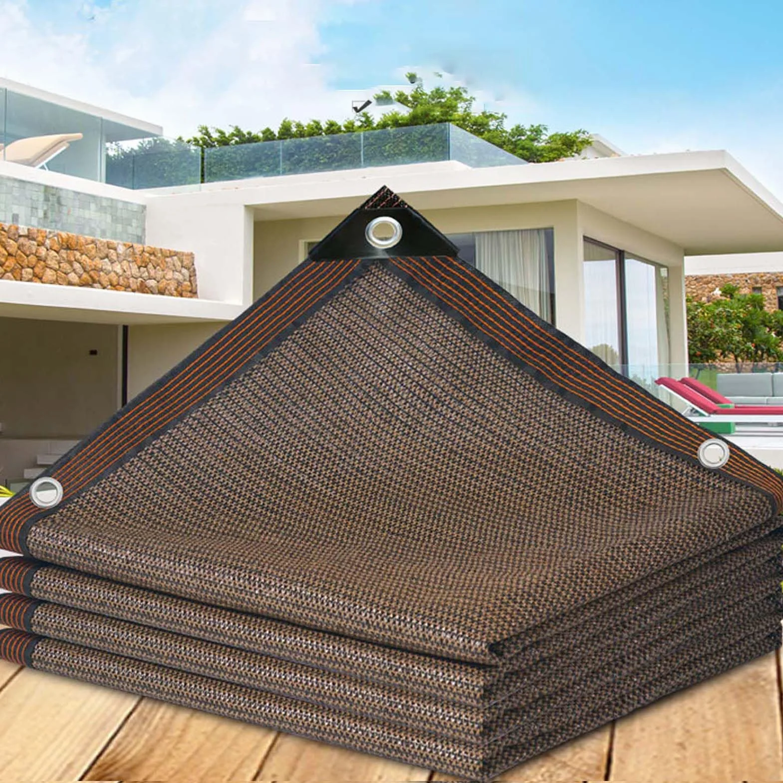 Rete Ombreggiante 3mx4m con Occhielli – 85% di Ombreggiatura – Telo Ombreggiante per Pergola, Patio, Giardino e Serra – Protezione Solare per Esterni Marrone