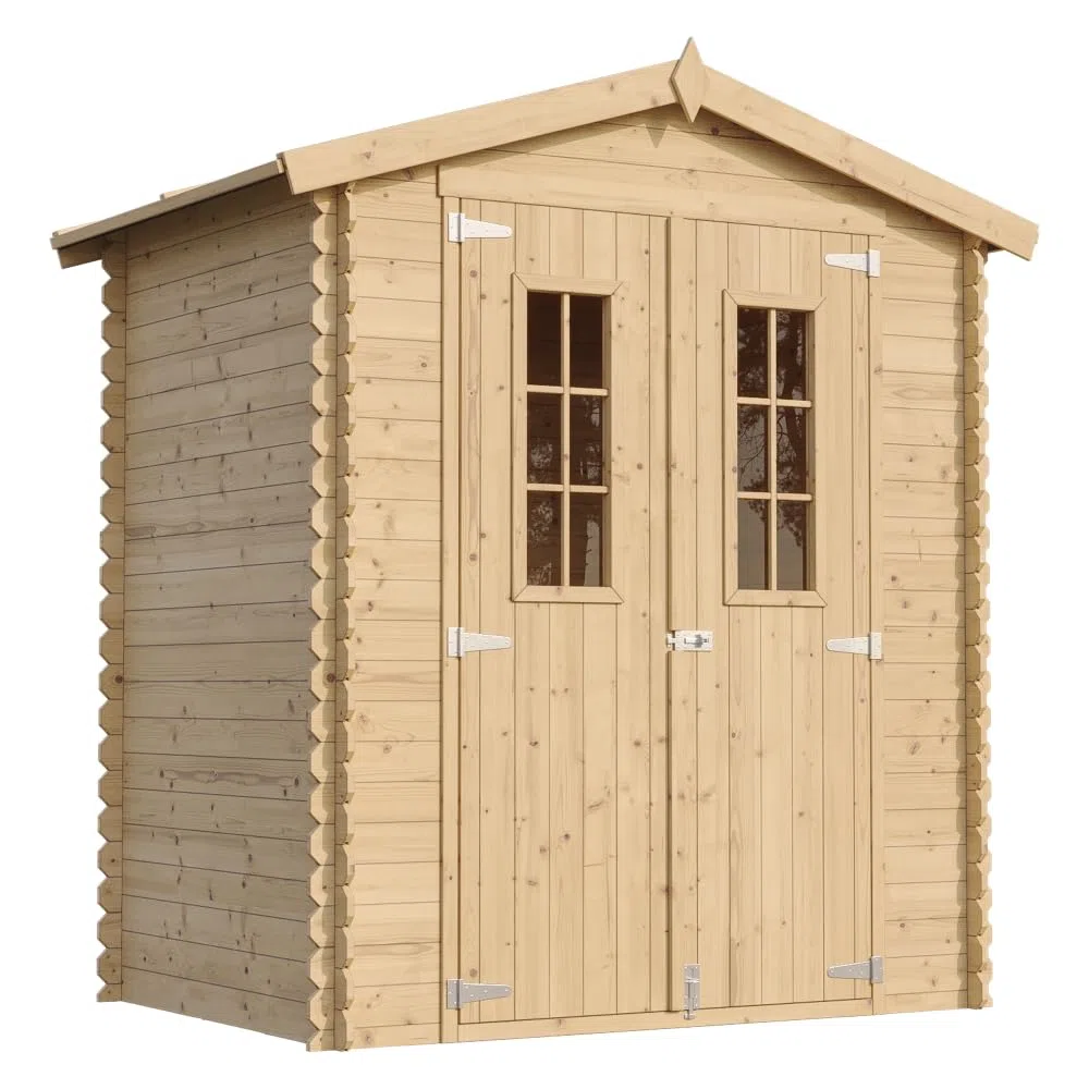 TIMBELA M367C Casetta da Giardino in Legno per Esterni - L196xL136xA218 cm/ 1.98 m2 - Piccola Casetta in Legno, Rimessa Attrezzi, Deposito Bici