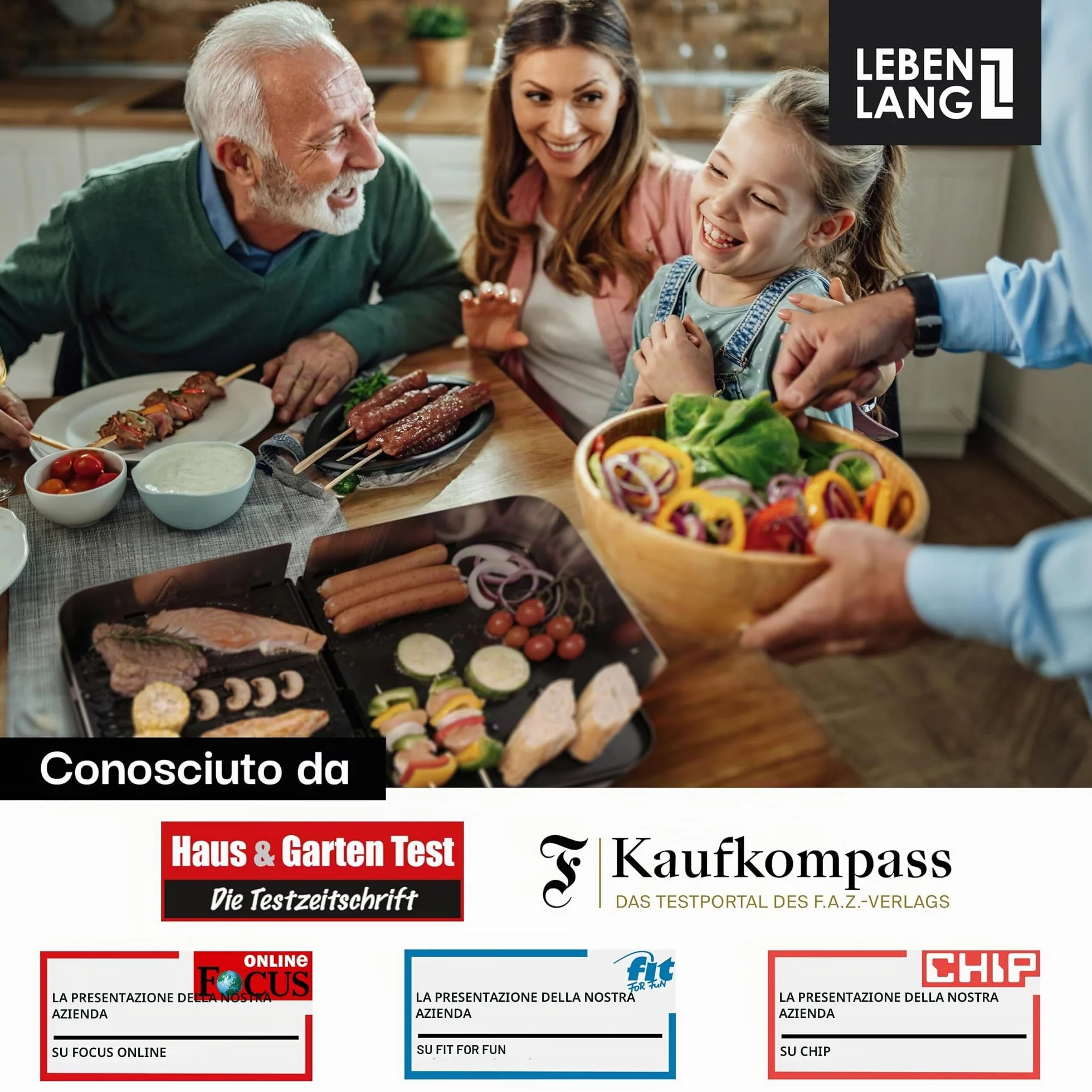 LEBENLANG Griglia Elettrica XXL 2400W - Grill Elettrico Piastra Senza Fumo BBQ Da Balcone