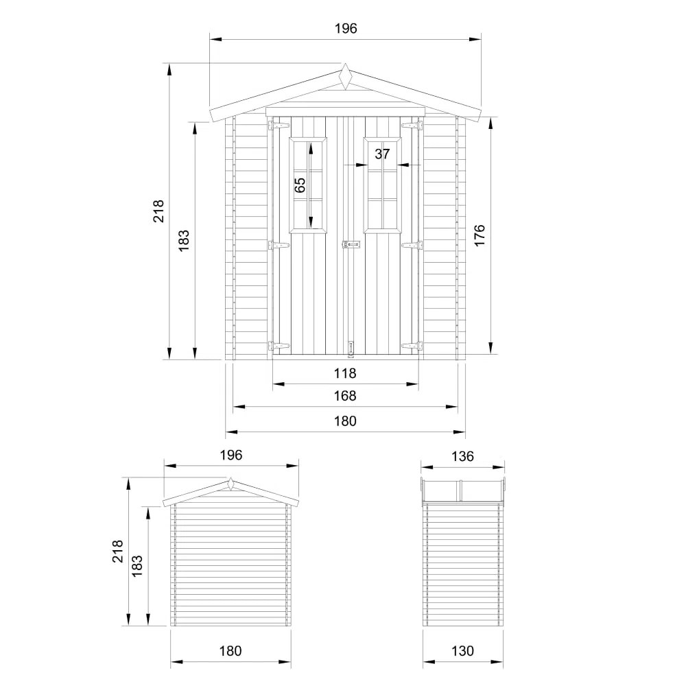 TIMBELA M367C Casetta da Giardino in Legno per Esterni - L196xL136xA218 cm/ 1.98 m2 - Piccola Casetta in Legno, Rimessa Attrezzi, Deposito Bici
