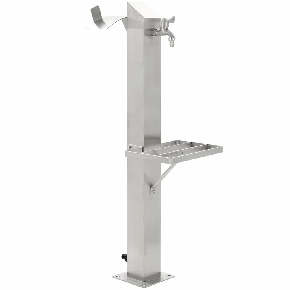 vidaXL Fontanella a Colonna Acciaio Inox 95 cm Quadrata Irrigazione Giardino