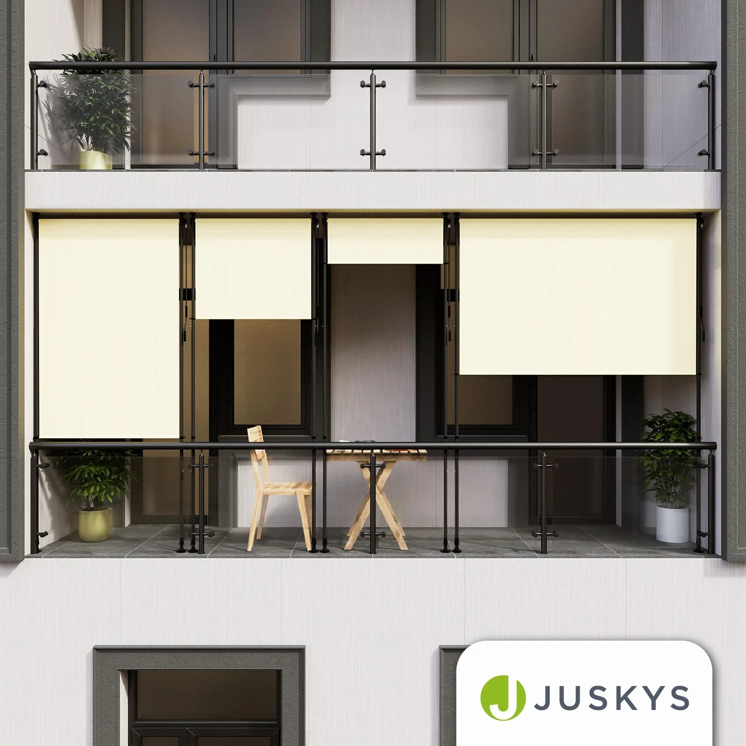 Juskys Tenda Verticale Barbados 100x310 cm - Tenda a pinza estensibile, protezione solare, resistente UV, idrorepellente Beige
