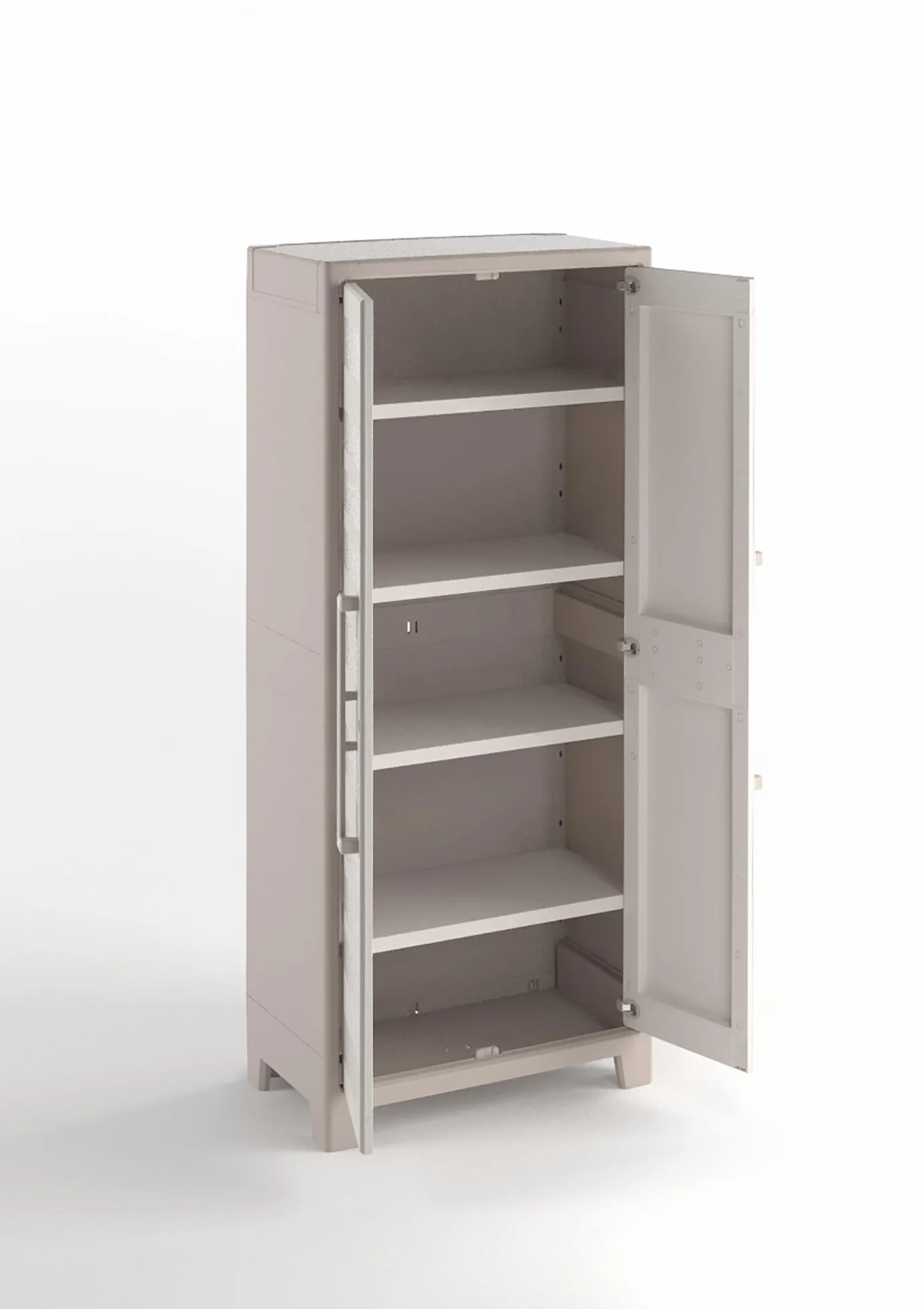 Keter Armadio Alto Gulliver, 4 Ripiani Regolabili, da Esterno, Ideale per Balcone e Giardino, Sabbia/Beige, 80x44x182 H Cm