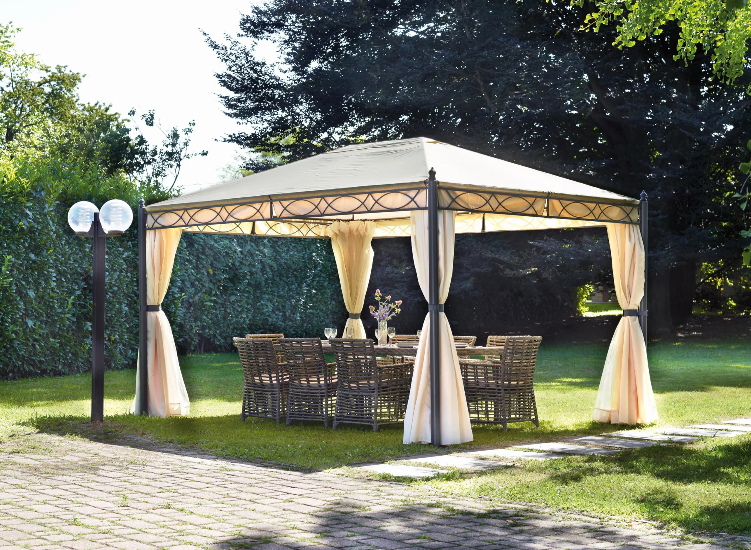 Telo di ricambio per gazebo Greenwood GAZ372 3x4m antivento poliestere resinato 210 gr sabbia