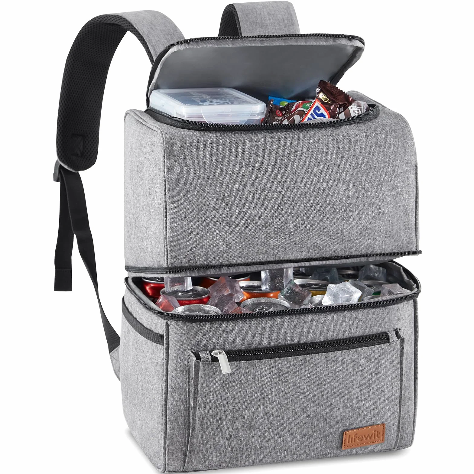 Lifewit Zaino Termico Borsa Frigo 21L Grande Doppio Strato Tenuta Stagna Portatile Grigio
