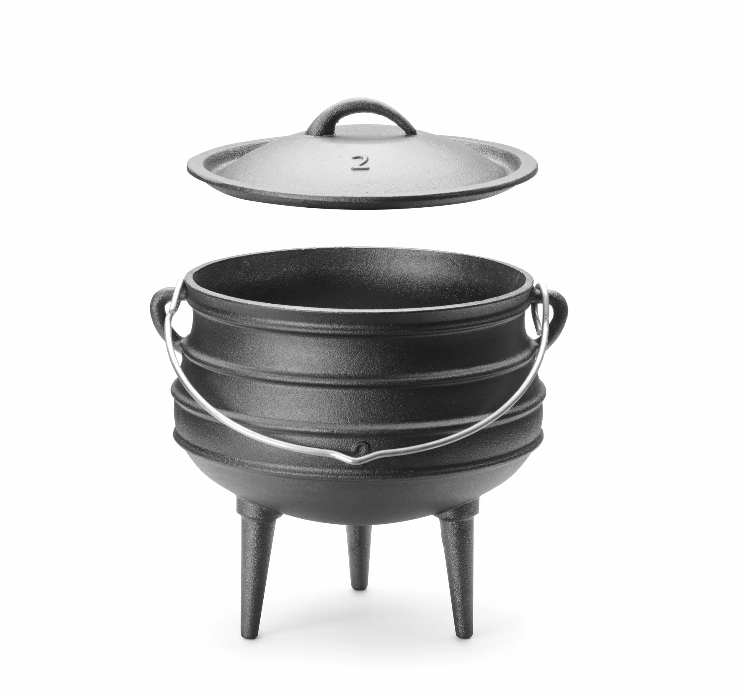HENDI Pentola in ghisa a 3 gambe, tipo potjie sudafricano, con coperchio e manico ad arco, per fuoco aperto e forno, 6L, ⌀245x(H)280mm