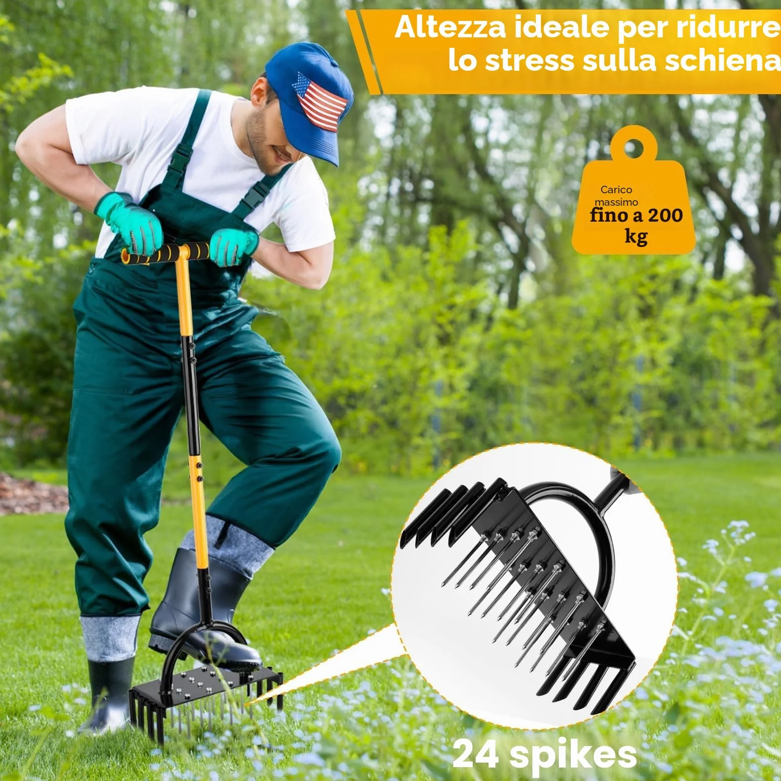 Arieggiatore per Prato,Seminatrice Prato Manuale da 96 cm,Rullo per Prato In Acciaio Al Carbonio per Patio, Terreno,Aeratore Prato Ripristina la Salute Del Prato(24 Consigli)