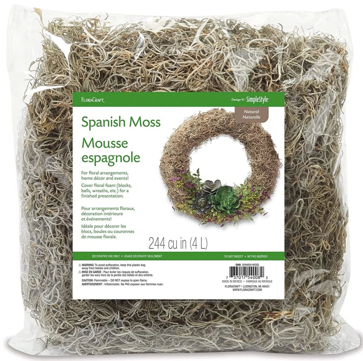 FloraCraft Muschio Spagnolo Schiuma Marrone 8 Ounce (Pack of 1) 226 unità