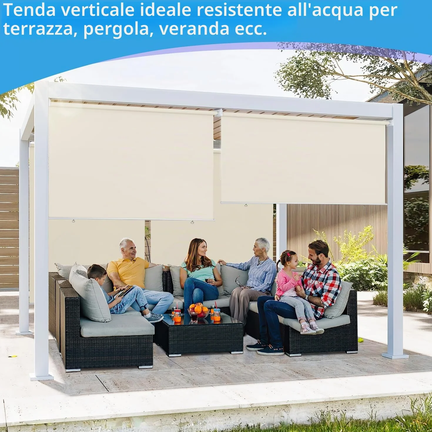 Tenda da sole verticale per esterni 180 x 240 cm ombreggiatura privacy balcone beige