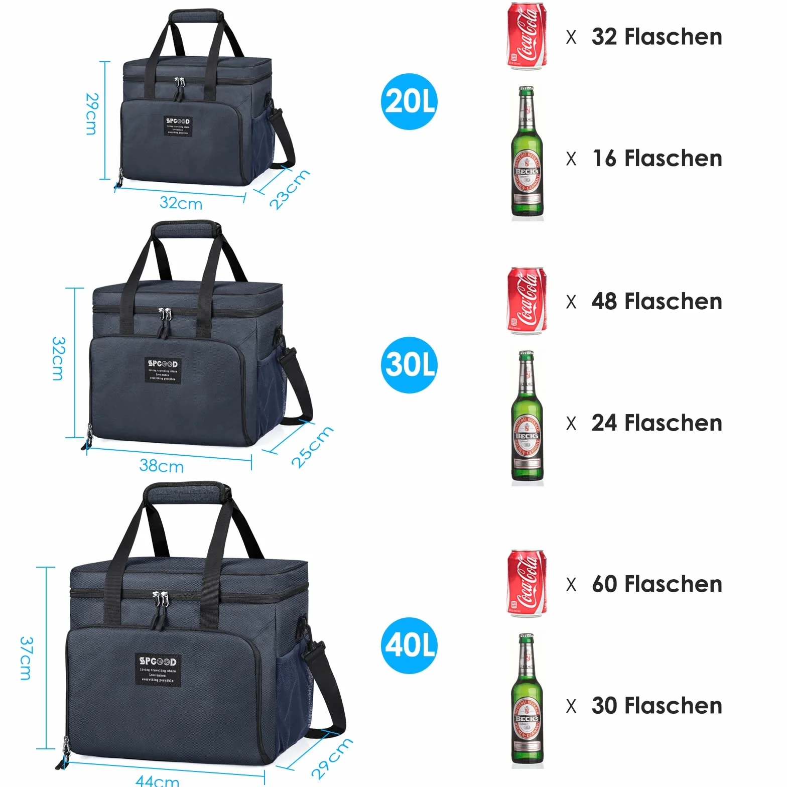 SPGOOD Borsa termica 20 l isolata pieghevole per congelatore