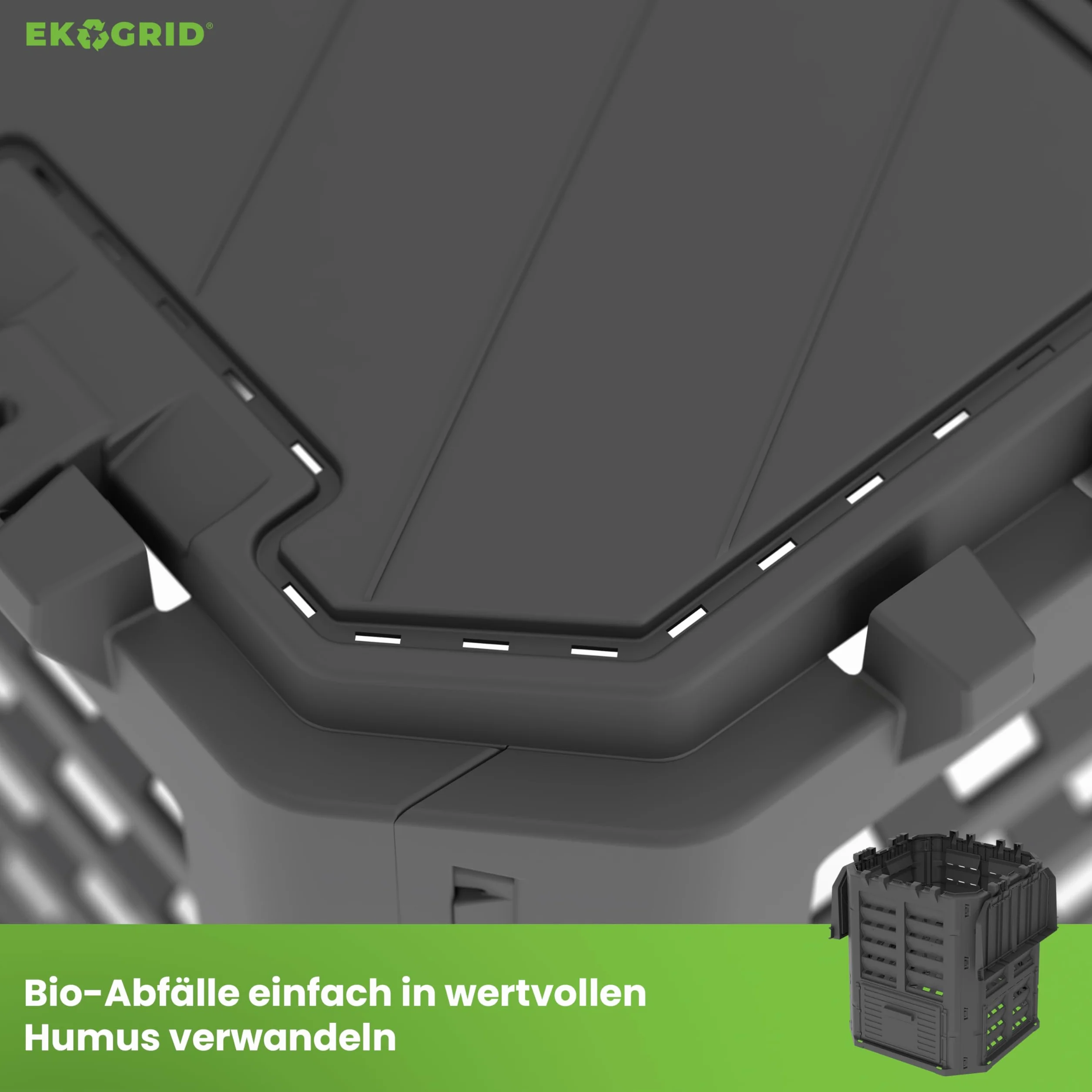 Compostiera da Giardino 300 L con Irrigazione a Goccia e Ventilazione Nero