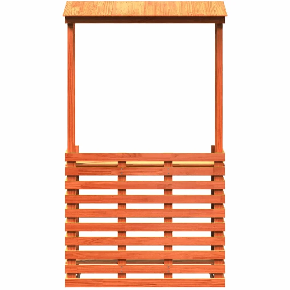 Tavolo Bar da Esterno con Tetto Marrone 112,5x57x195,5 cm Legno (29,82KG)