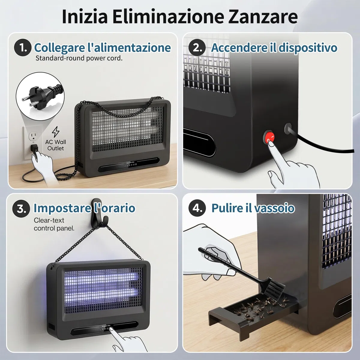 YFFU Lampada Antizanzare Elettrica 4000V per Interni Esterni, Antizanzare Elettrico con 2 Tubi UV Sostituibili, Elettrica Lampada Zanzare con Design Sospensabile Rimovibile per Camera e Cucina