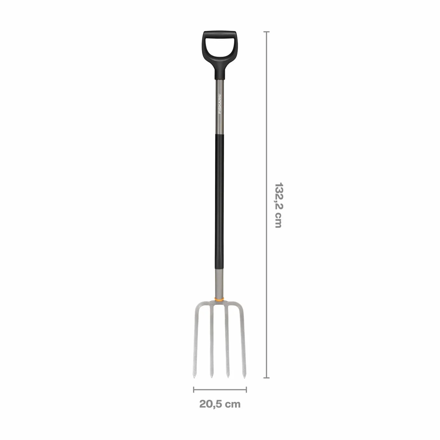 Fiskars Forcone per Terreni Duri e Sassosi, con 4 Rebbi, Lunghezza: 132 cm, Acciaio al Boro di Alta Qualità, Grigio/Nero, Ergonomico, 1070679