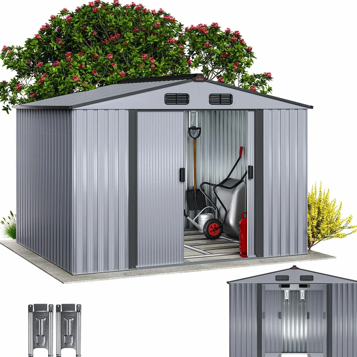 GARDEBRUK® Casetta per Attrezzi da Giardino Capanno in Metallo da Esterno 5m² con Base 260x205x180cm Capannone XXL