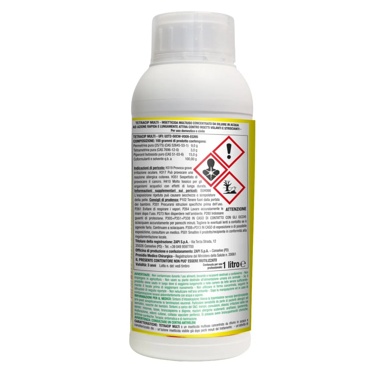Tetracip Multi Insetticida Concentrato Contro Mosche Zanzare Blatte Formiche Nidi Vespe Antizanzare Esterno 1L