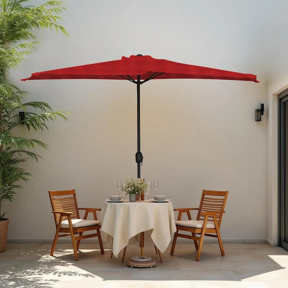 Ombrellone Mezzaluna 300x150x250h cm, da Muro e Parete, Palo Ø38 mm, Protezione UV, Idrorepellente, Parasole Ombra