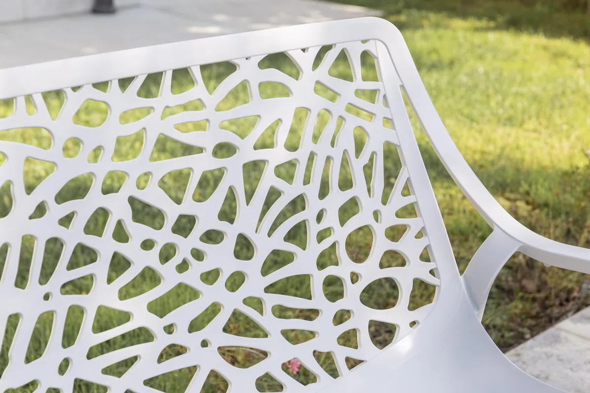 Set Maratea Salotto da giardino polipropilene fibra di vetro 4 posti Divano due posti 2 Poltrone Tavolino impermeabile impilabile Grigio Chiaro