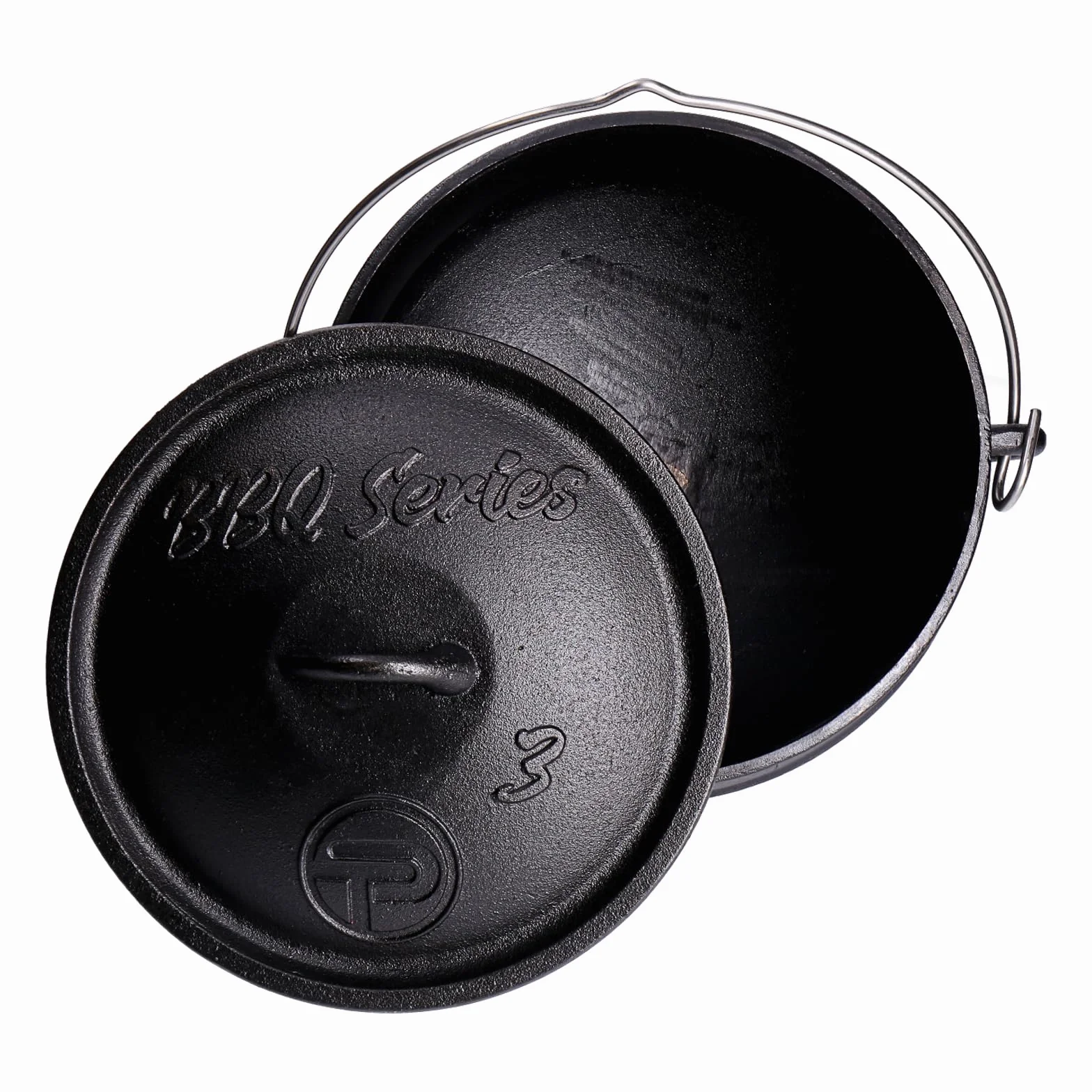 TP BBQ Potjie - Bollitore per fuoco sudafricano in ghisa, forno olandese con coperchio e piedini, pentola per stufare, cucinare, accessorio da campeggio per cooking all'aperto, ca. 8 litri (Pot 3)