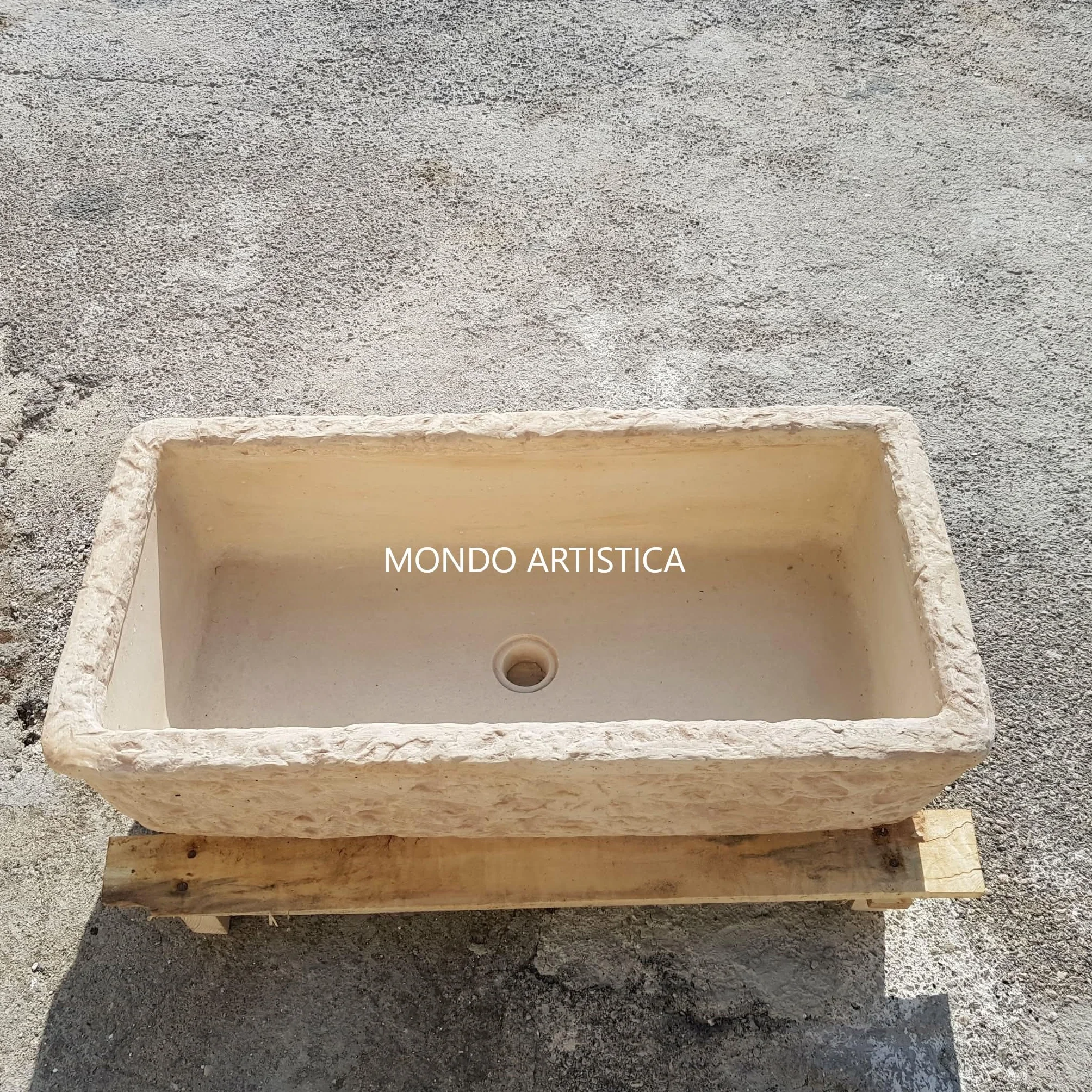Lavello Lavandino In Cemento, Lavabo Da Esterno Antigelo, Fontana, Vasca Unica L 80X40 H 22 Cm Sfumato Rosa Antico