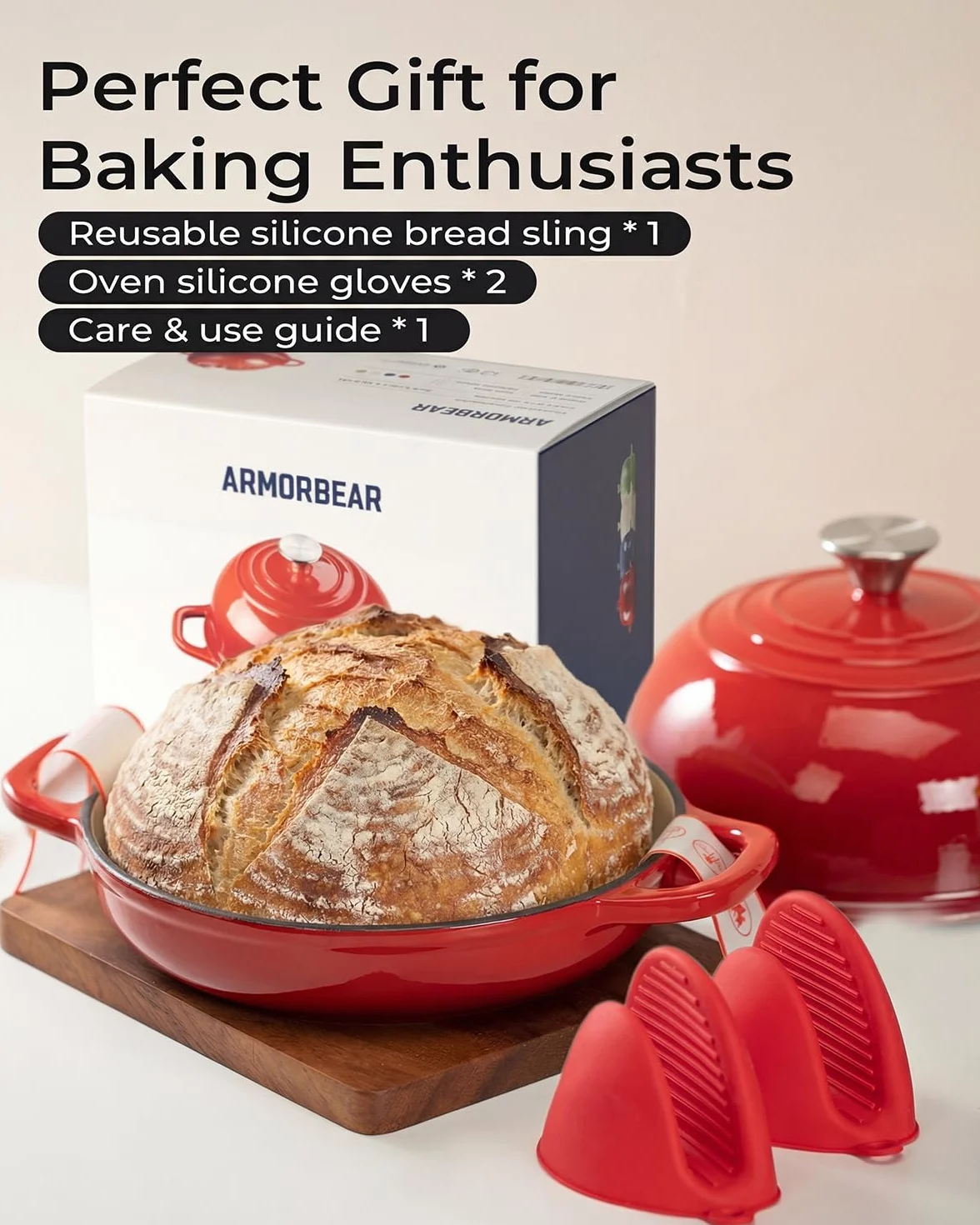 Forno olandese per la cottura del pane, pentola da forno olandese in ghisa con coperchio, pentola rotonda in ghisa smaltata con coperchio a cupola per fatti in casa, regali per panettieri a