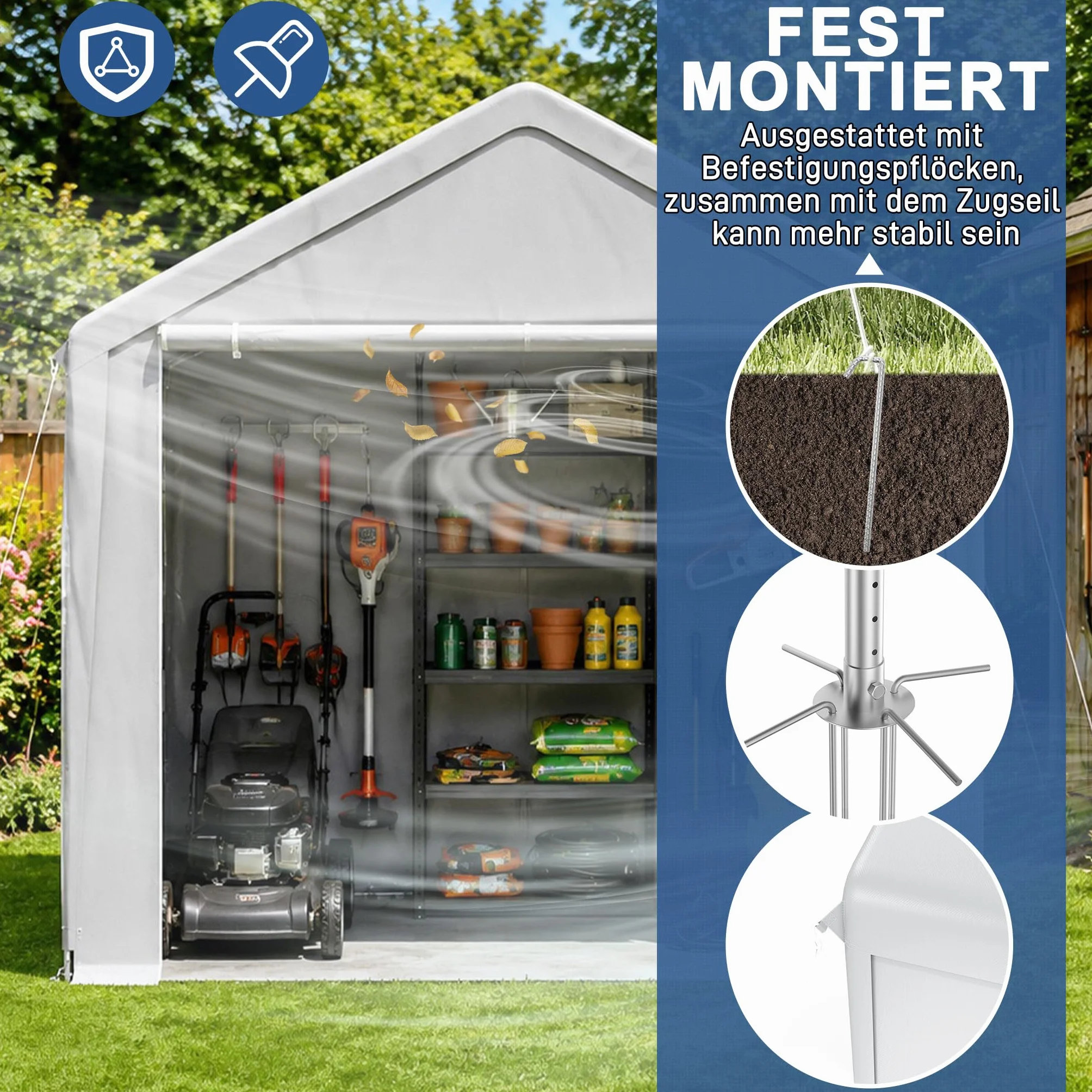 Tenda da campeggio per garage 3 m x 4 m impermeabile UV