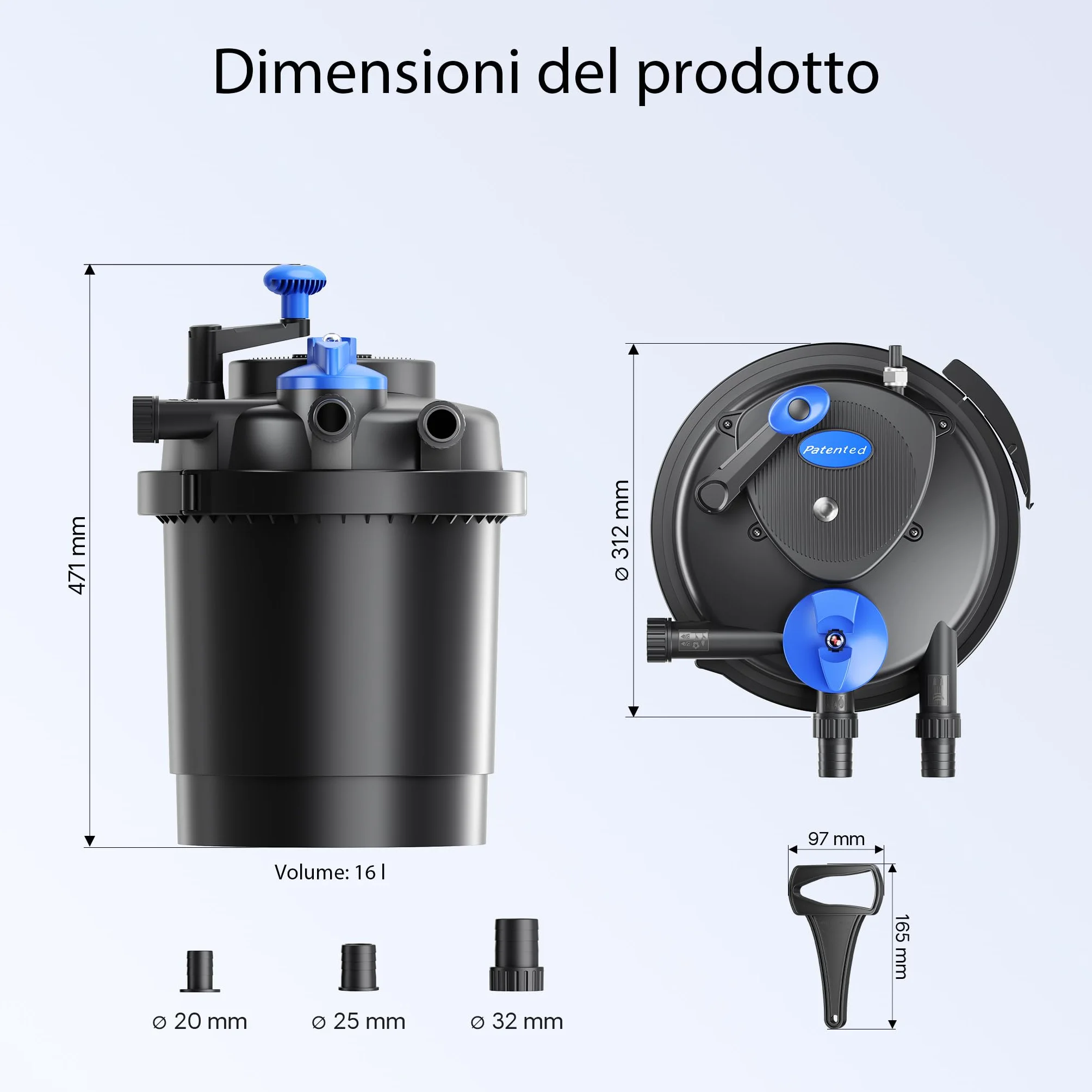 SunSun CPF-2500 Filtro a pressione per laghetto con lampada UVC 11 W 6.000 l/h, Chiarificatore integrato