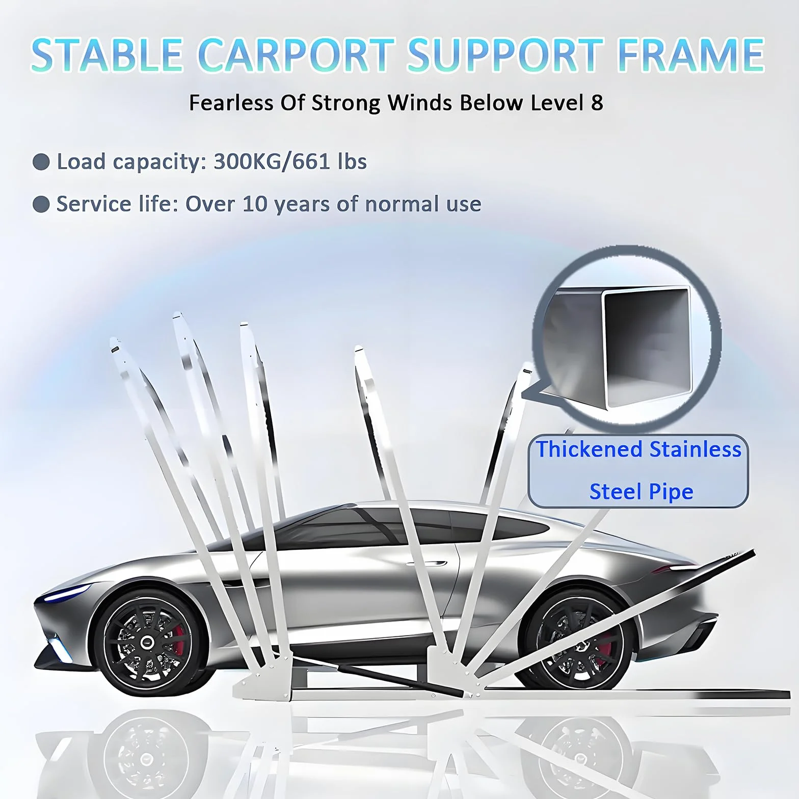 Tenda Per Auto Semiautomatica Pieghevole Portatile Acciaio Inox 19.4ft×8.9ft×8ft