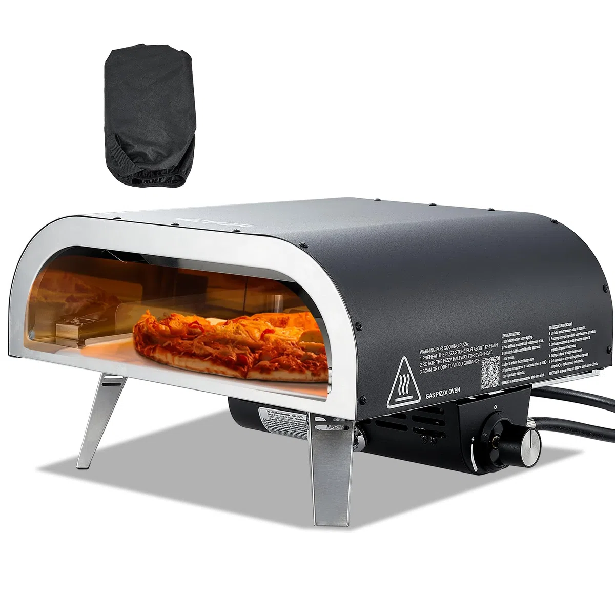 VEVOR Forno per Pizza da Esterno Portatile 12 pollici a Gas Propano Piedini Pieghevoli Nero