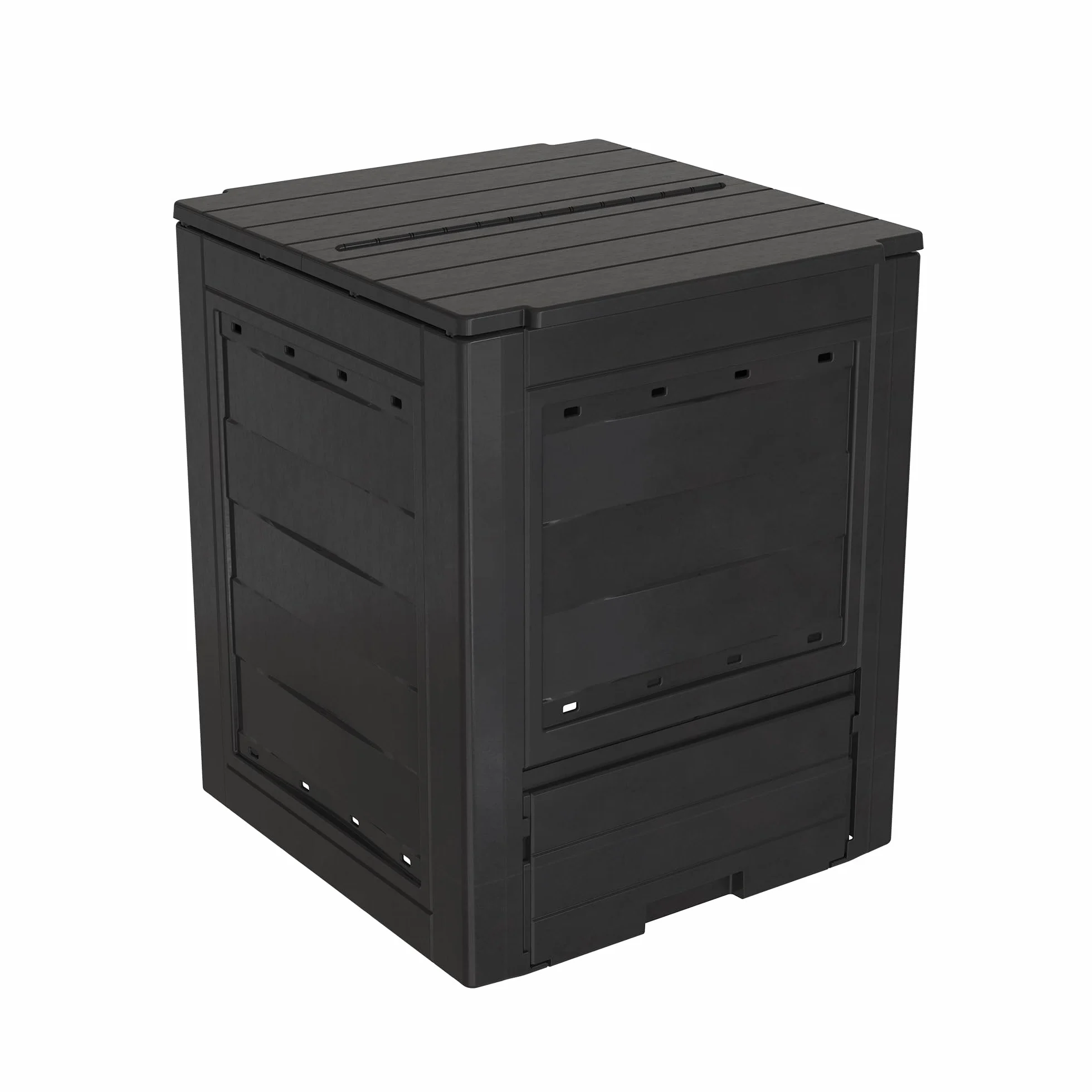 TOOMAX Composter da giardino Ambition antracite 260L 60x60x73h cm contenitore compostaggio plastica riciclata resistente UV coperchio sportello aerazione