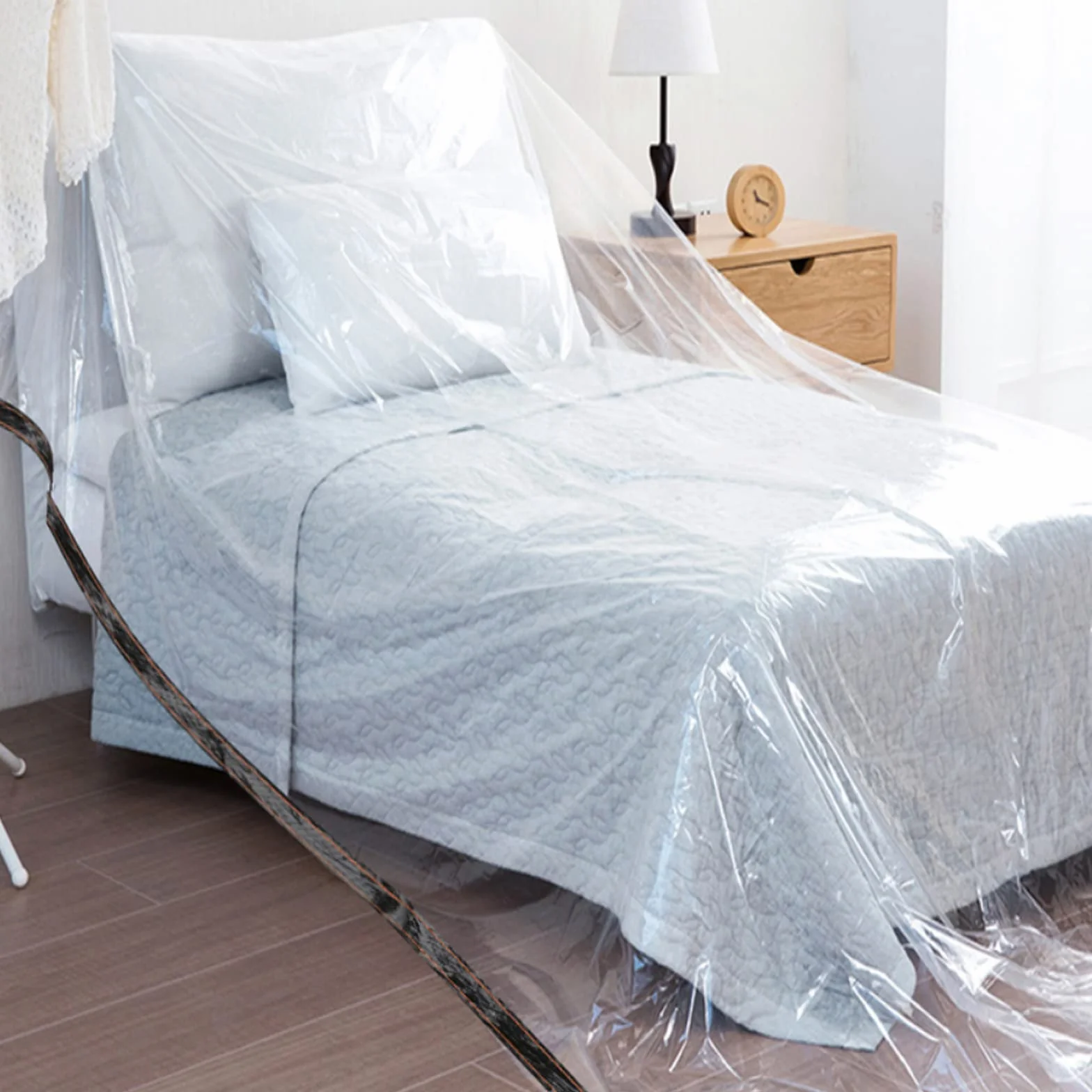 3x3m Telone Trasparente Impermeabile con Occhiellato,Telo Plastica Impermeabile Esterno Protettivo Multiuso per Serra Balcone Antipioggia Legno Pianta Giardino